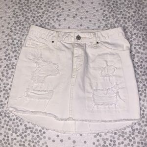 white ripped jean skirt